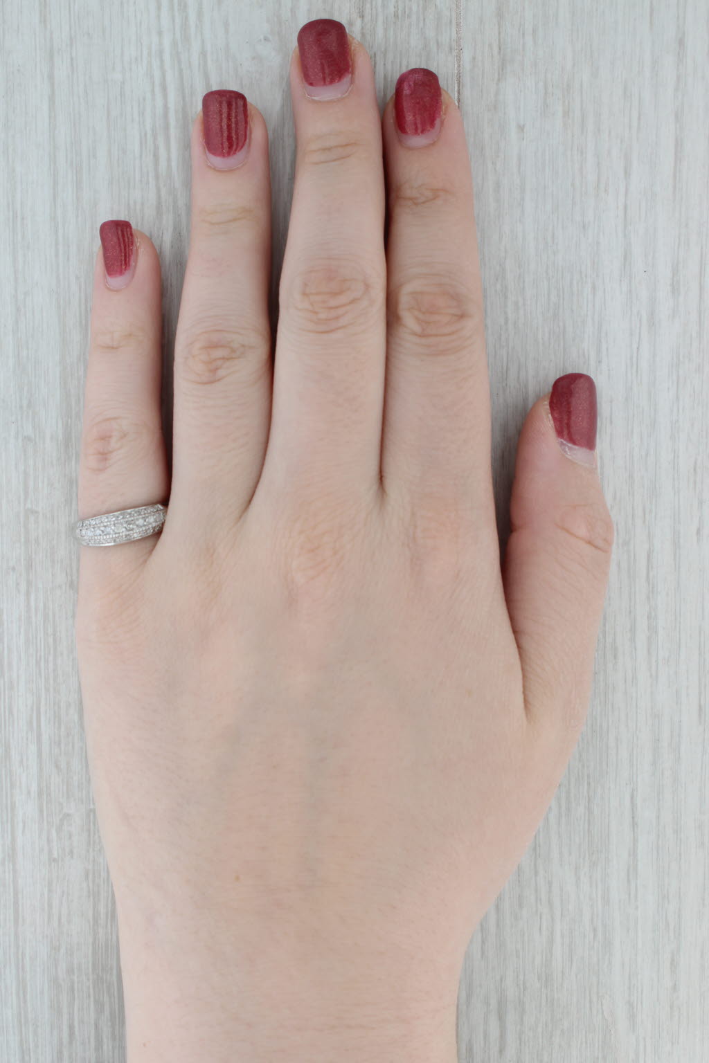Gray 0.17ctw Diamond Wedding Band 10k White Gold Size 7 Anniversary Ring