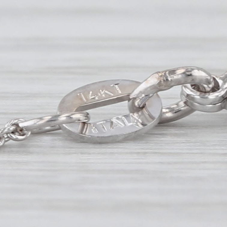 Adjustable Cable Chain Necklace 14k White Gold 16" 18" 1.1mm