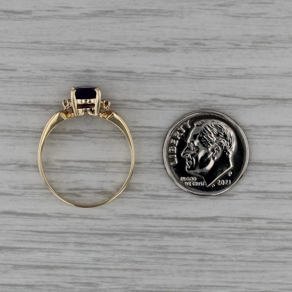 1.22ctw Oval Amethyst Diamond Ring 10k Yellow Gold Size 8.5