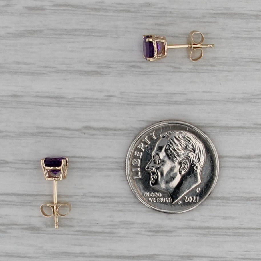 0.45ctw Amethyst Stud Earrings 14k Yellow Gold Round Solitaire Studs