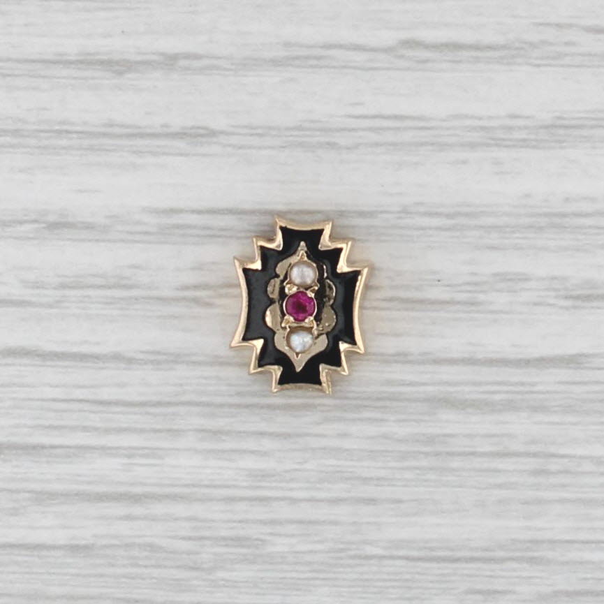 Goldman Kolber Lab Ruby Pearl Enamel Slide Bracelet Charm 14k Yellow Gold