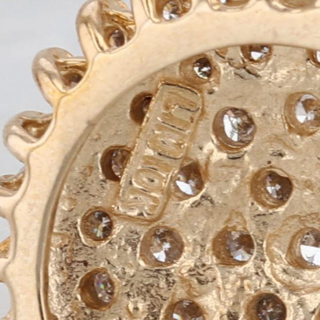 Pave Diamond Cluster Pendant 10k Yellow Gold Circle Drop