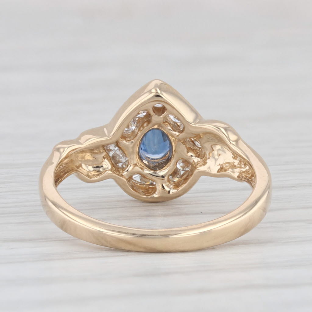 Light Gray 0.40ctw Pear Blue Sapphire Diamond Ring 14k Yellow Gold Size 3.5