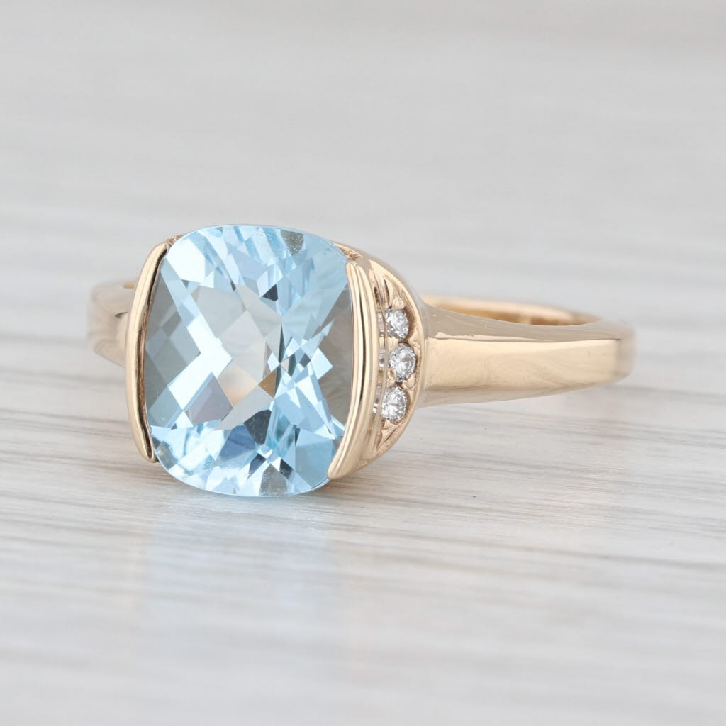 3.22ctw Blue Topaz Diamond Ring 14k Yellow Gold Size 8.5 OC Tanner