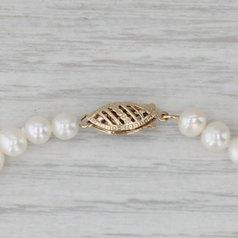 Single Pearl Strand Bead Bracelet 10k Yellow Gold 7" 4.8-5.6mm