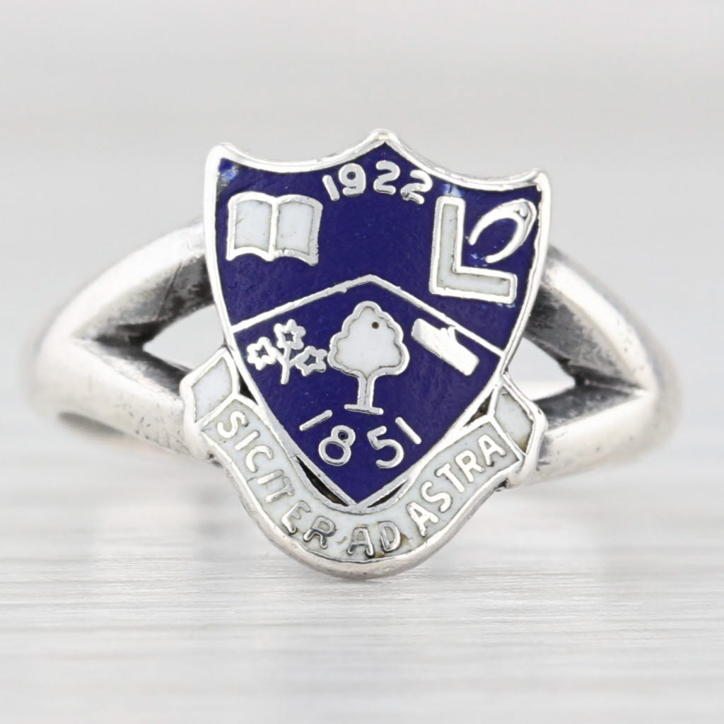 Sarnia Collegiate Institute Signet Class Ring Sterling Silver Enamel Size 5.75