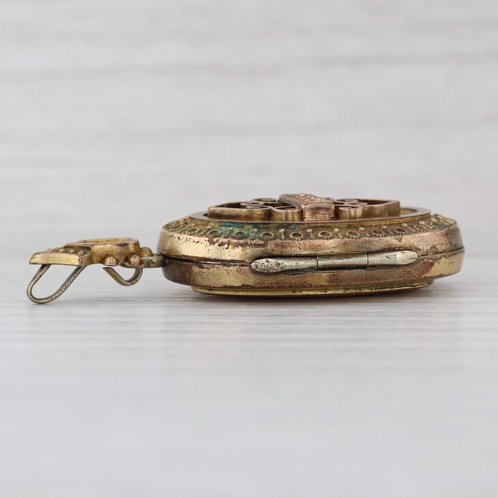 Antique Etruscan Style Picture Locket Pendant Gold Filled Opens As IS