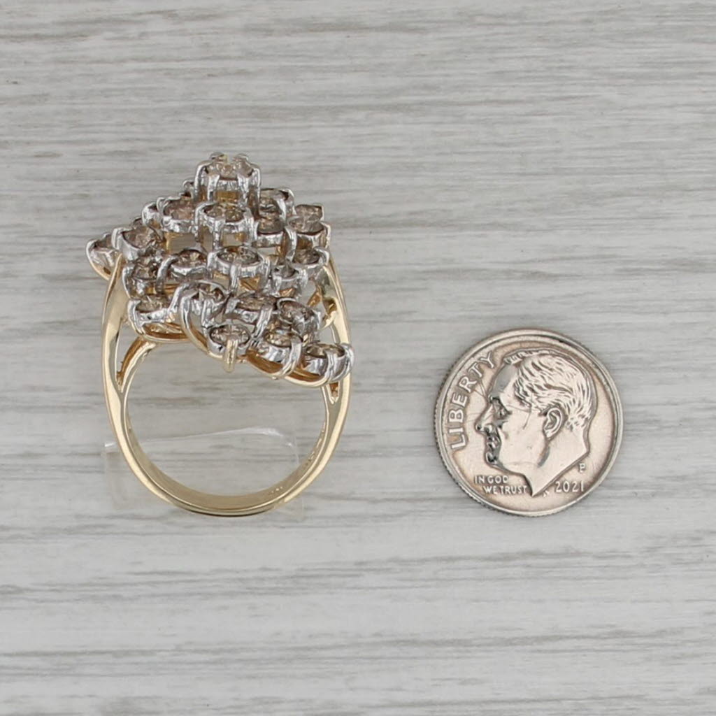 5ctw Brown Diamond Cluster Cocktail Ring 14k Yellow Gold Size 8.5