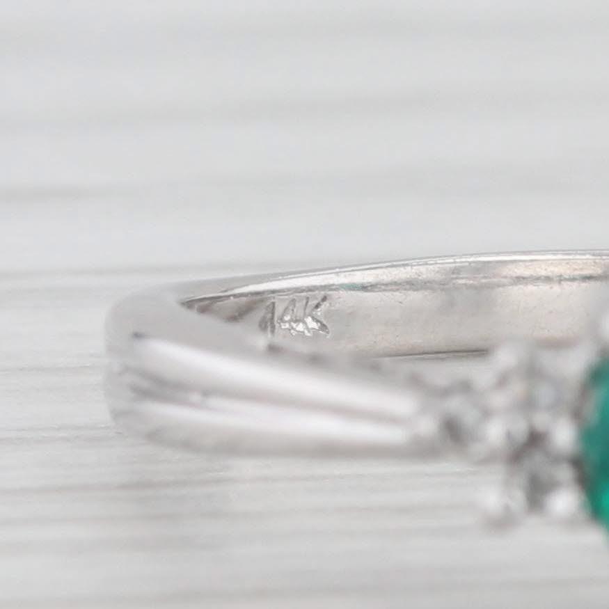 Light Gray 0.38ctw Pear Lab Created Emerald Diamond Ring 14k White Gold Size 7 Engagement