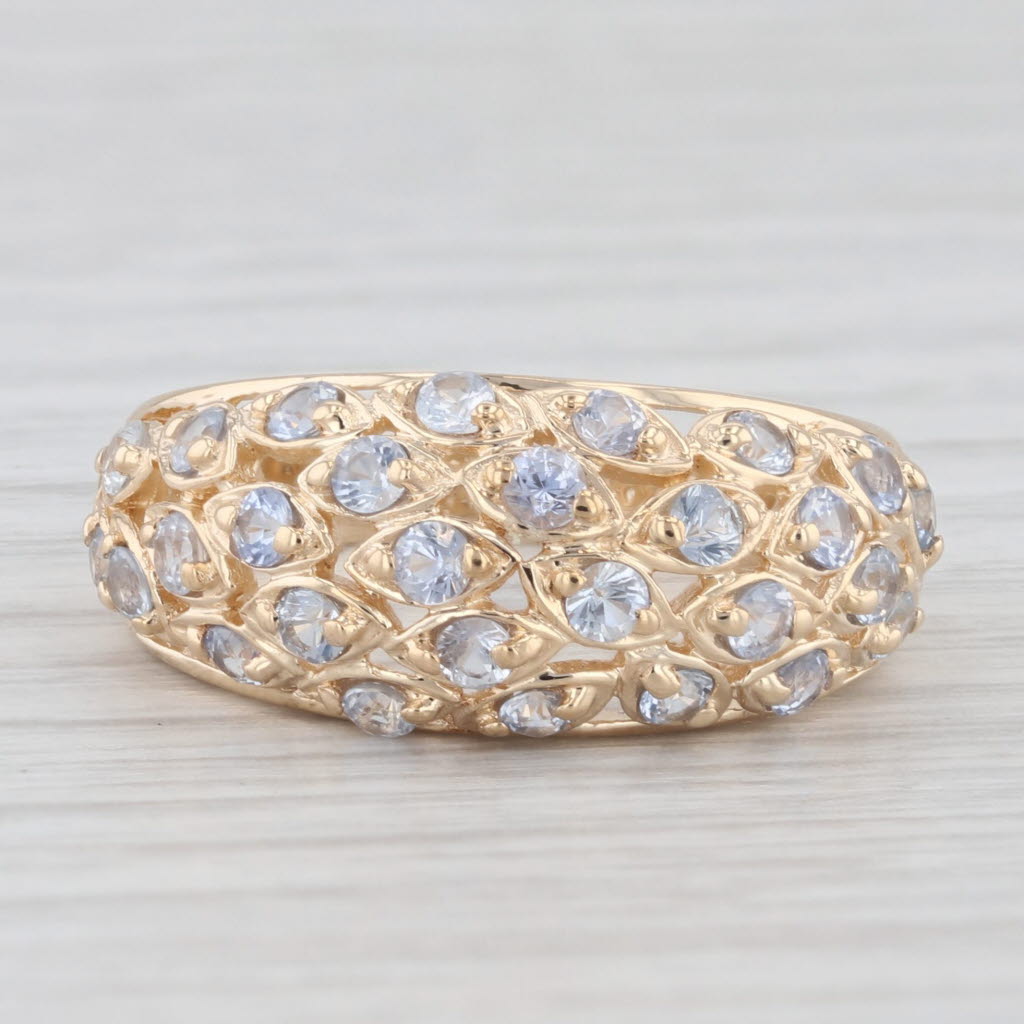 Light Gray 1.35ctw White Colorless Sapphire Cluster Ring 10k Yellow Gold Size 7.25