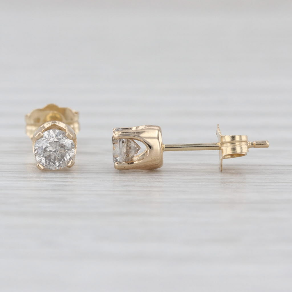 0.39ctw Diamond Stud Earrings 14k Yellow Gold Round Solitaire Studs