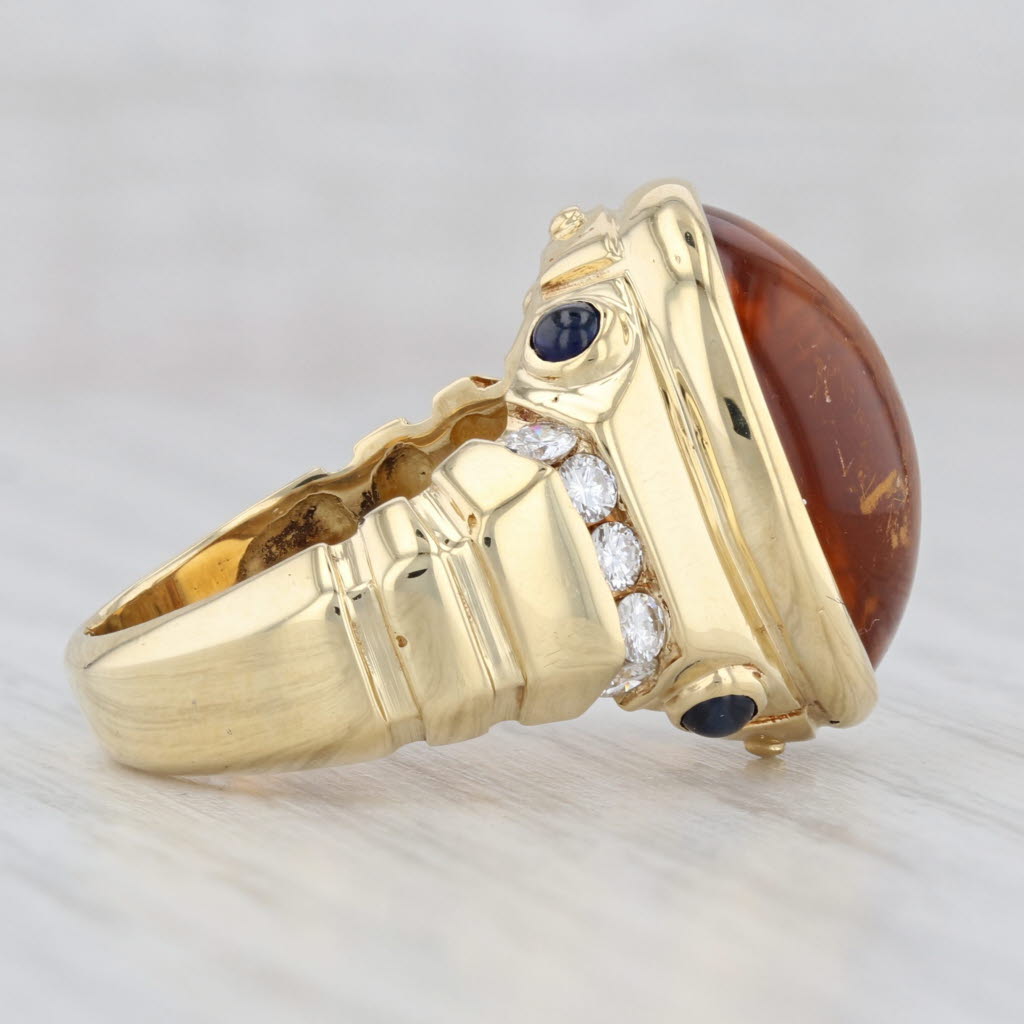 Light Gray 8.55ctw Oval Citrine Sapphire Diamond Ring 18k Yellow Gold Size 6.25