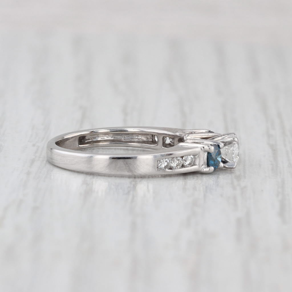 0.70ctw White Blue Diamond Engagement Ring 10k White Gold Size 5 3-Stone