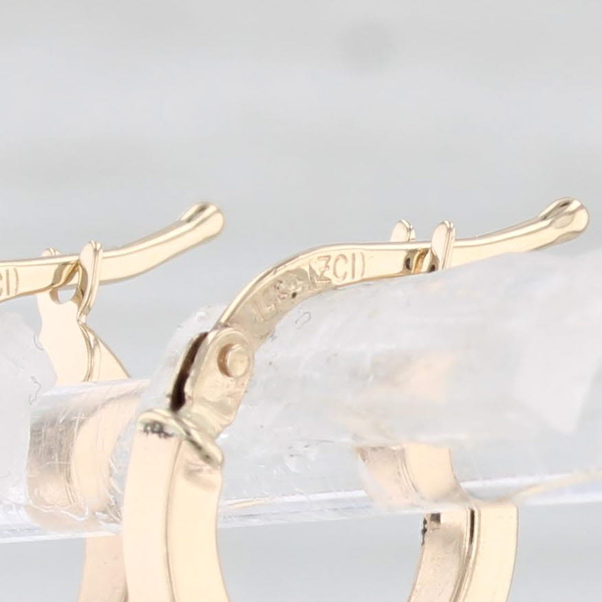 Light Gray New Small Round Hoop Earrings 14k Yellow Gold Pierced Snap Top Hoops