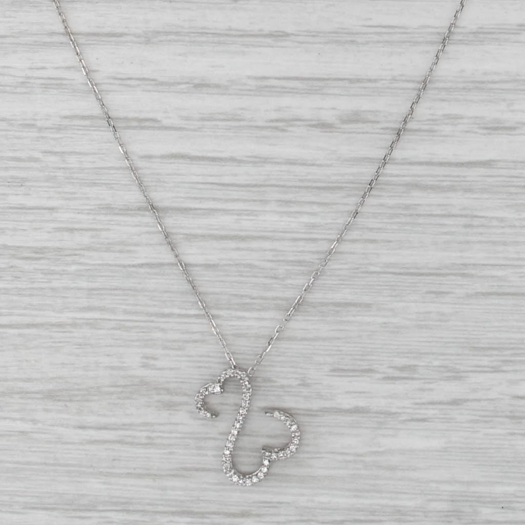 0.10ctw Diamond Jane Seymour Open Heart Pendant Necklace 14k White Gold 18-20"