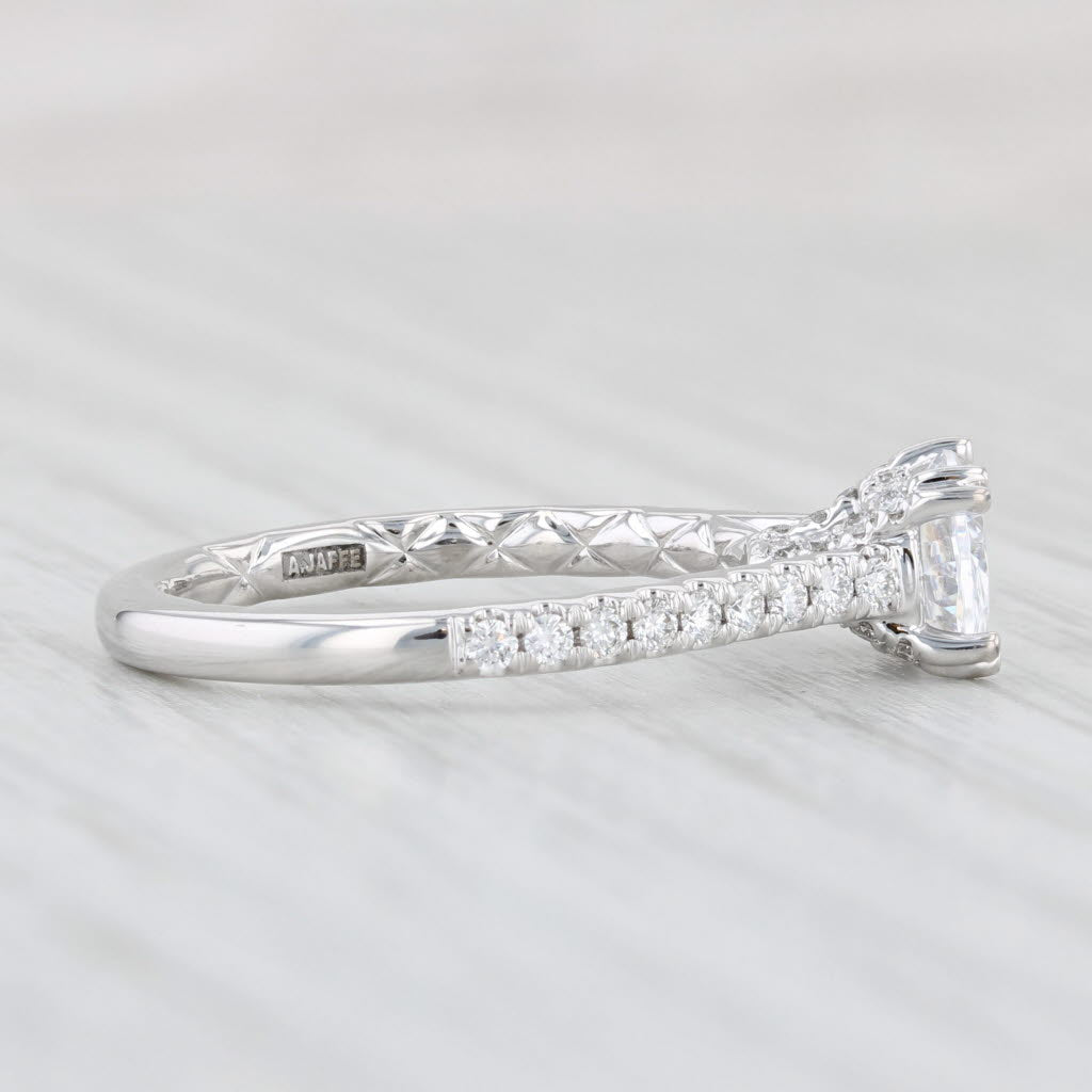 New A Jaffe Oval Diamond Semi Mount Engagement Ring 14k White Gold Size 6