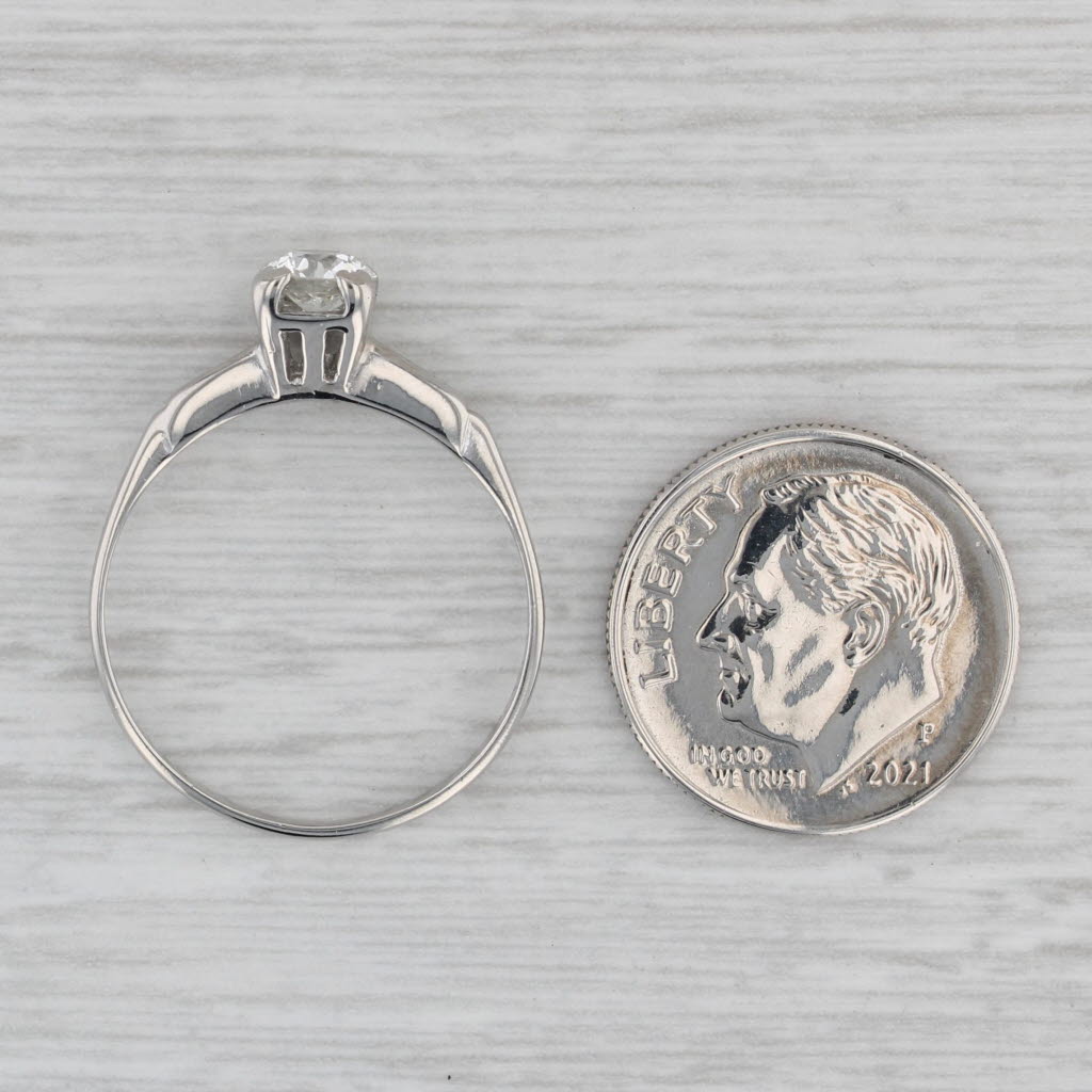 Gray 0.43ct Old European Solitaire Engagement Ring Palladium Ruthenium Size 8