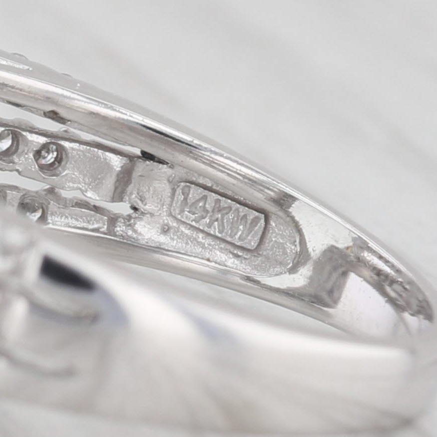 Light Gray 7.37ctw Prasiolite Green Amethyst Diamond Halo Ring 14k White Gold Size 7.25