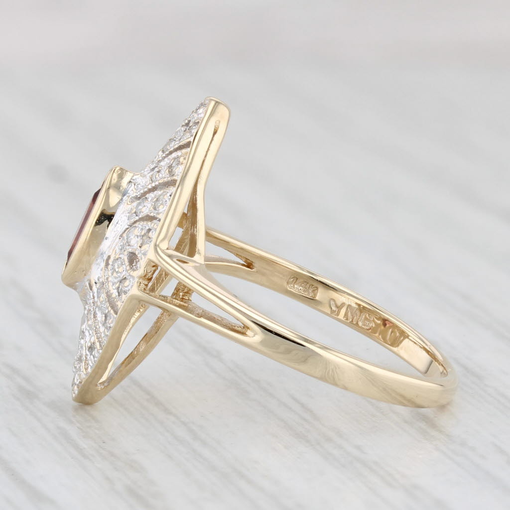 Light Gray 0.39ctw Marquise Garnet Diamond Ring 14k Yellow Gold Size 6.5