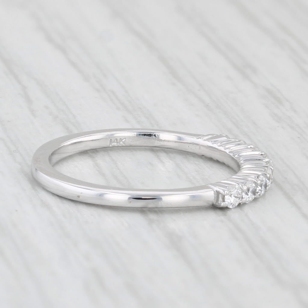Light Gray 0.20ctw Diamond Wedding Band 14k White Gold Size 3.5 Stackable Ring