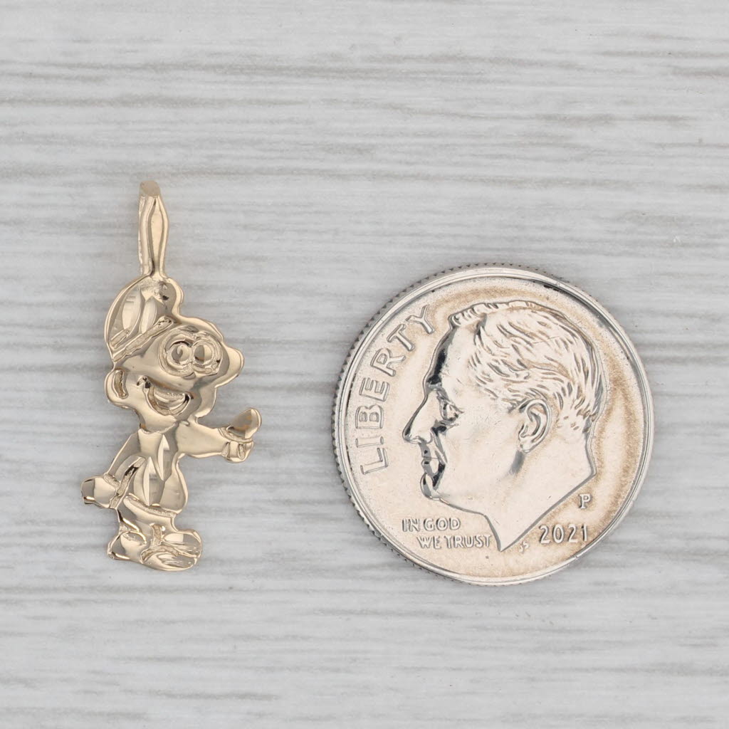 Gray Smurf Pendant 14k Yellow Gold Cartoon Keepsake Charm