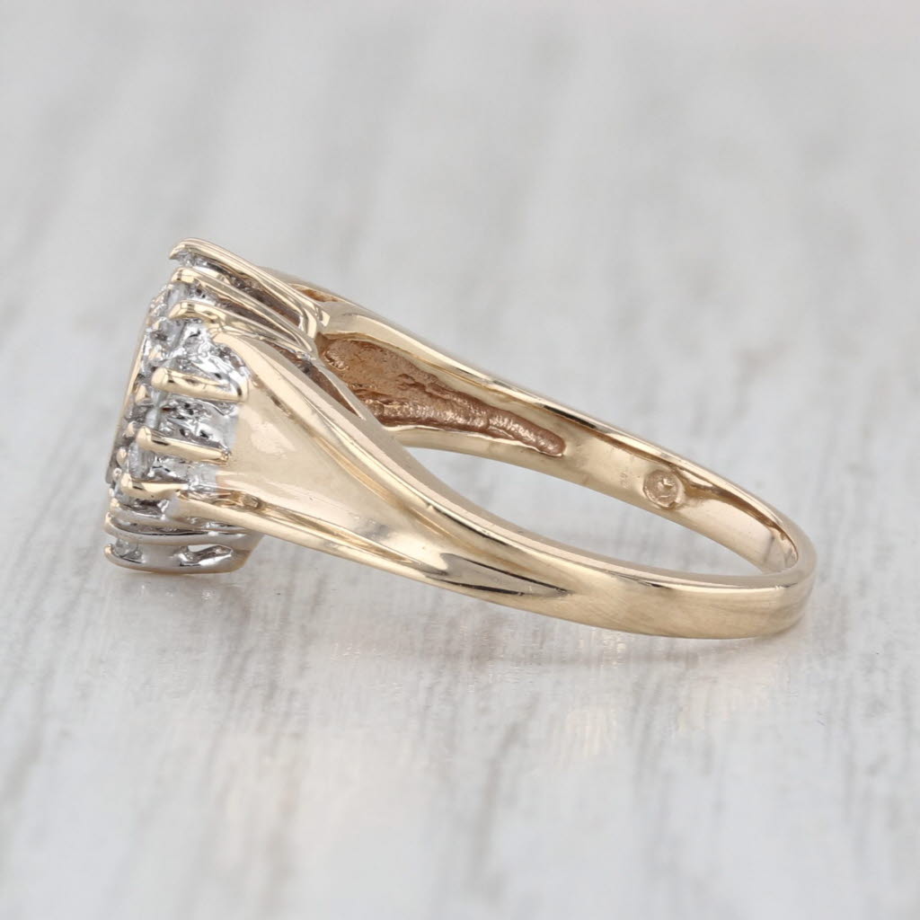 0.25ctw Diamond Halo Open Heart Ring 10k Yellow Gold Size 5.75
