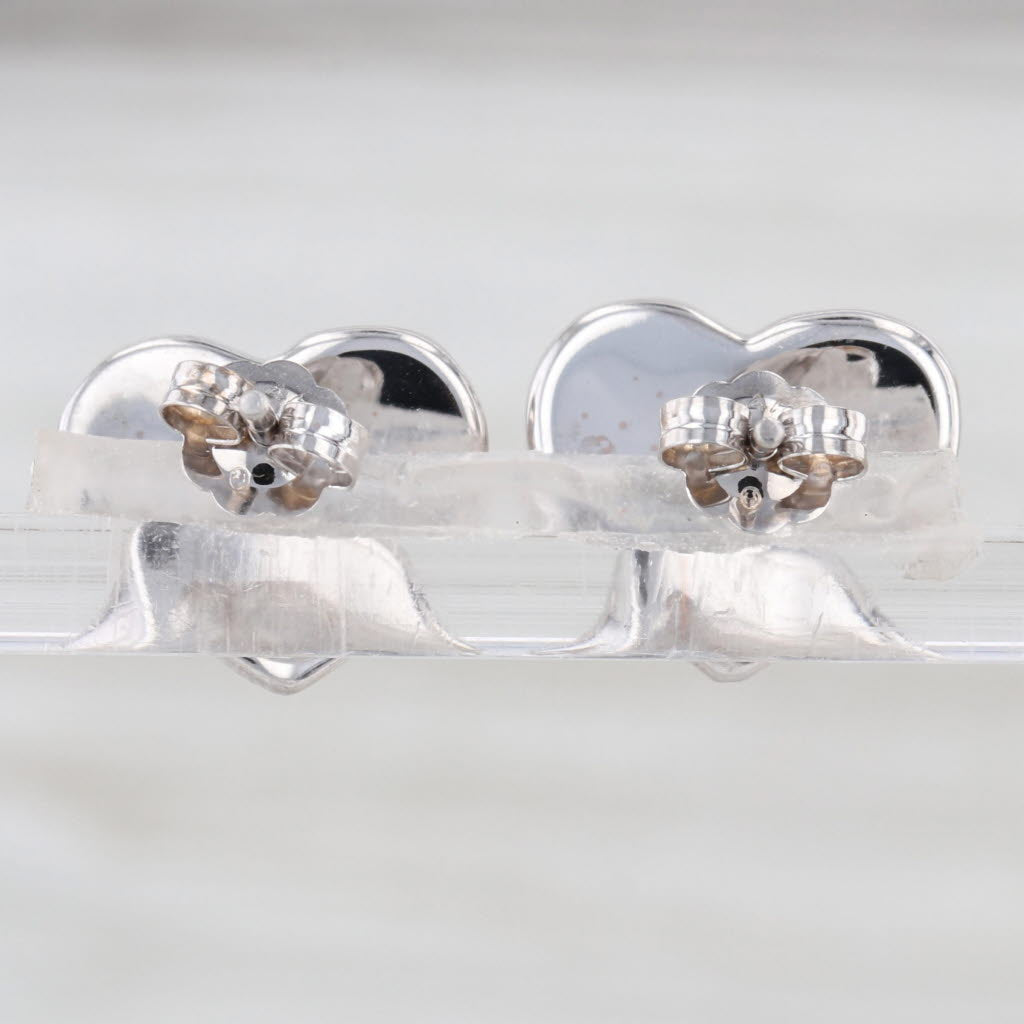 Contoured Heart Stud Earrings Sterling Silver Studs