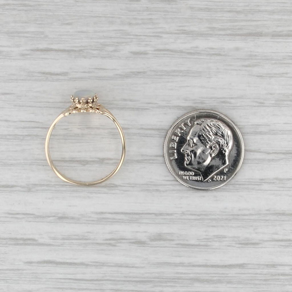 Oval Opal Cabochon Solitaire Ring 10k Yellow Gold Size 5.75