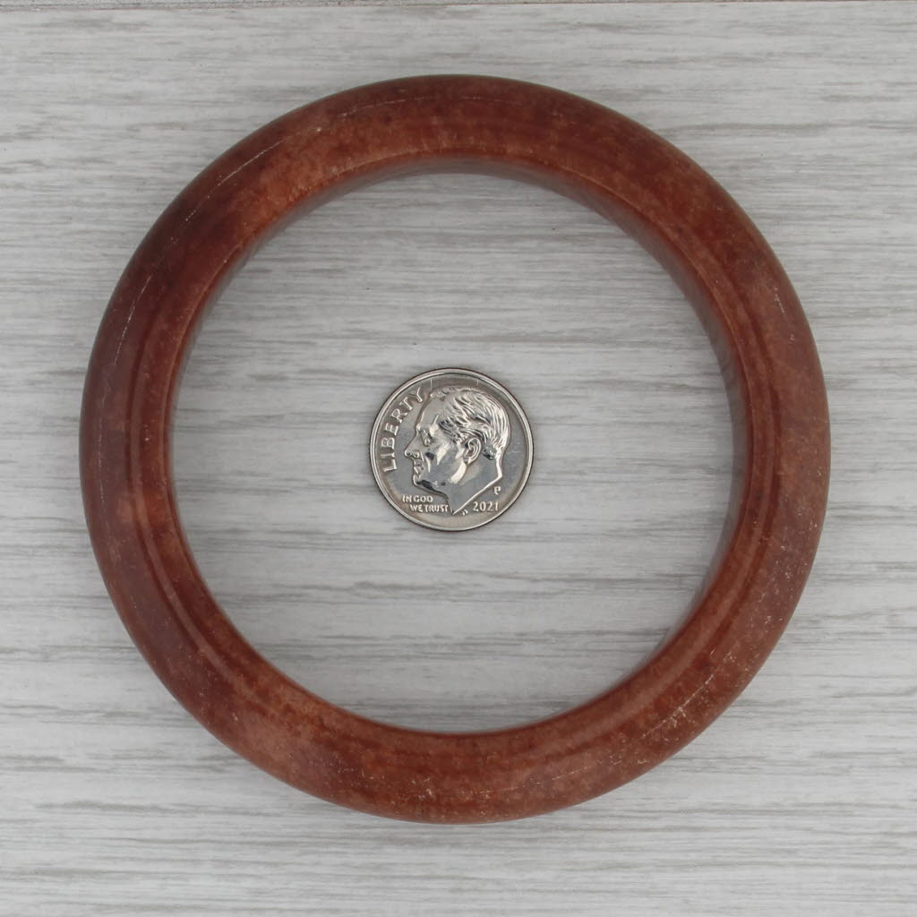 Brown Jadeite Jade Bangle Bracelet 7.25” 15mm Stackable Statement