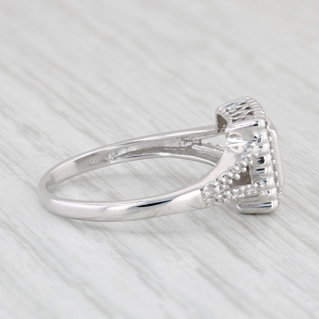 Light Gray 0.30ctw Diamond Halo Ring 10k White Gold Size 7 Engagement