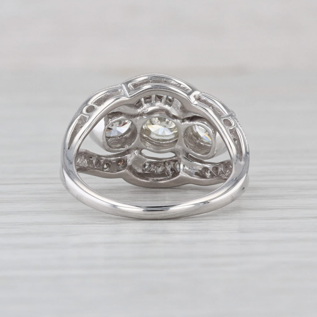 Vintage 1.64ctw Diamond 3-Stone Ring 14k White Gold Size 6.5 Engagement