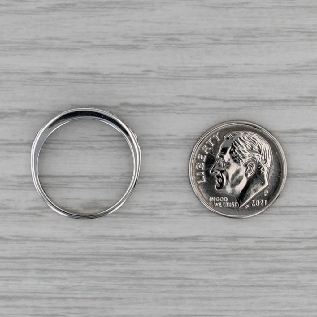 0.52ctw Blue Sapphire Diamond Ring 14k White Gold Stackable Wedding Band Sz 6.75