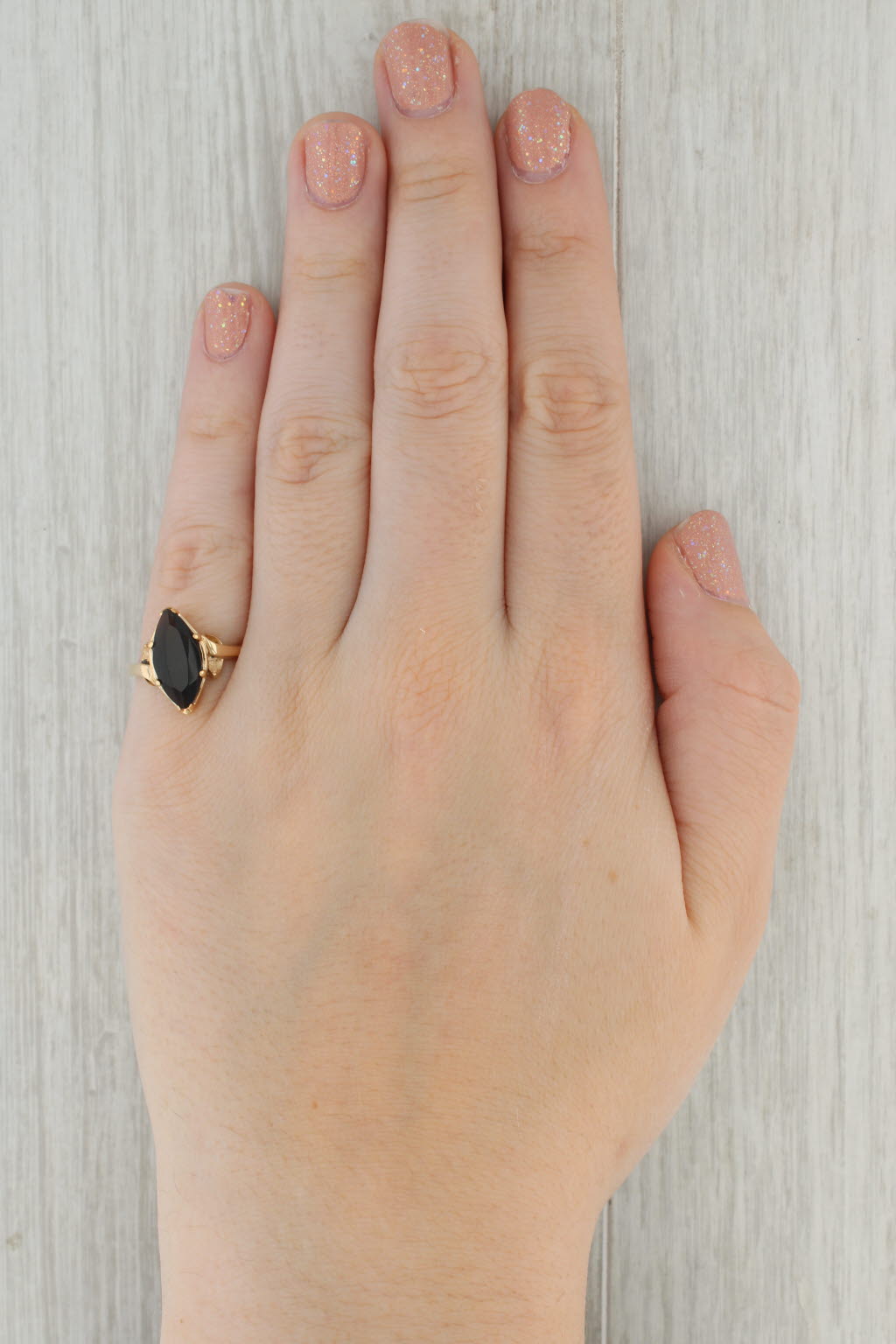 Tan 2ct Smoky Quartz Marquise Solitaire Ring 10k Yellow Gold Size 7