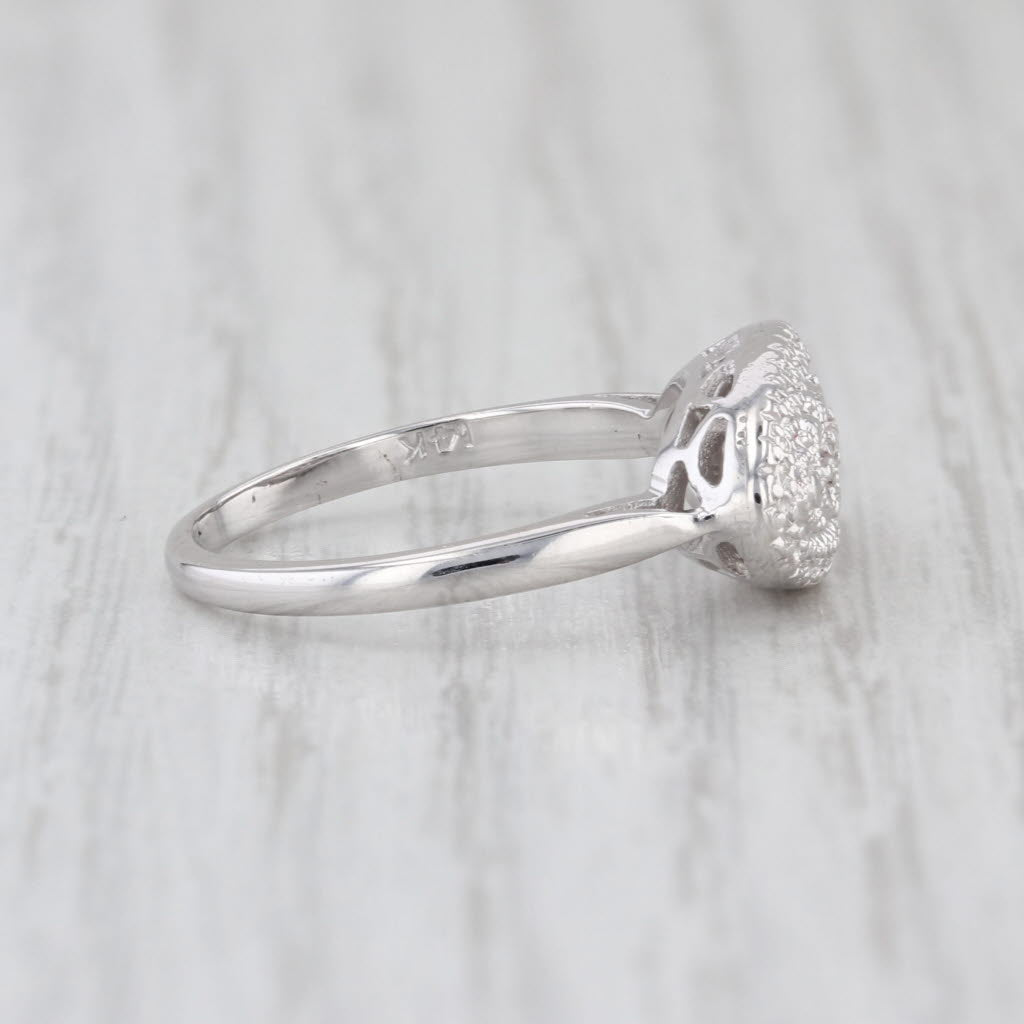 Vintage Diamond Princess Ring Heart Accents 14k White Gold Size 6