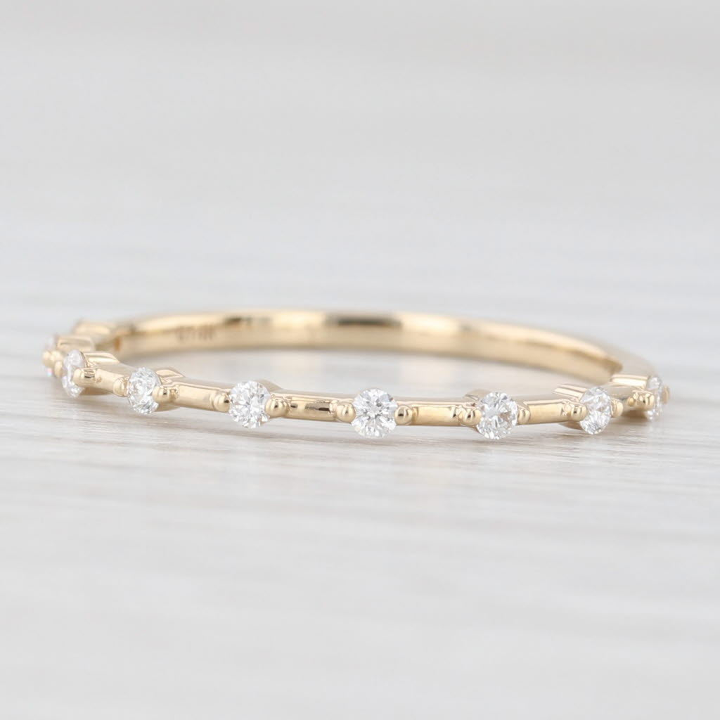 Light Gray New 0.13ctw Woven Diamond Wedding Band 14k Yellow Gold Stackable Ring Size 6.75