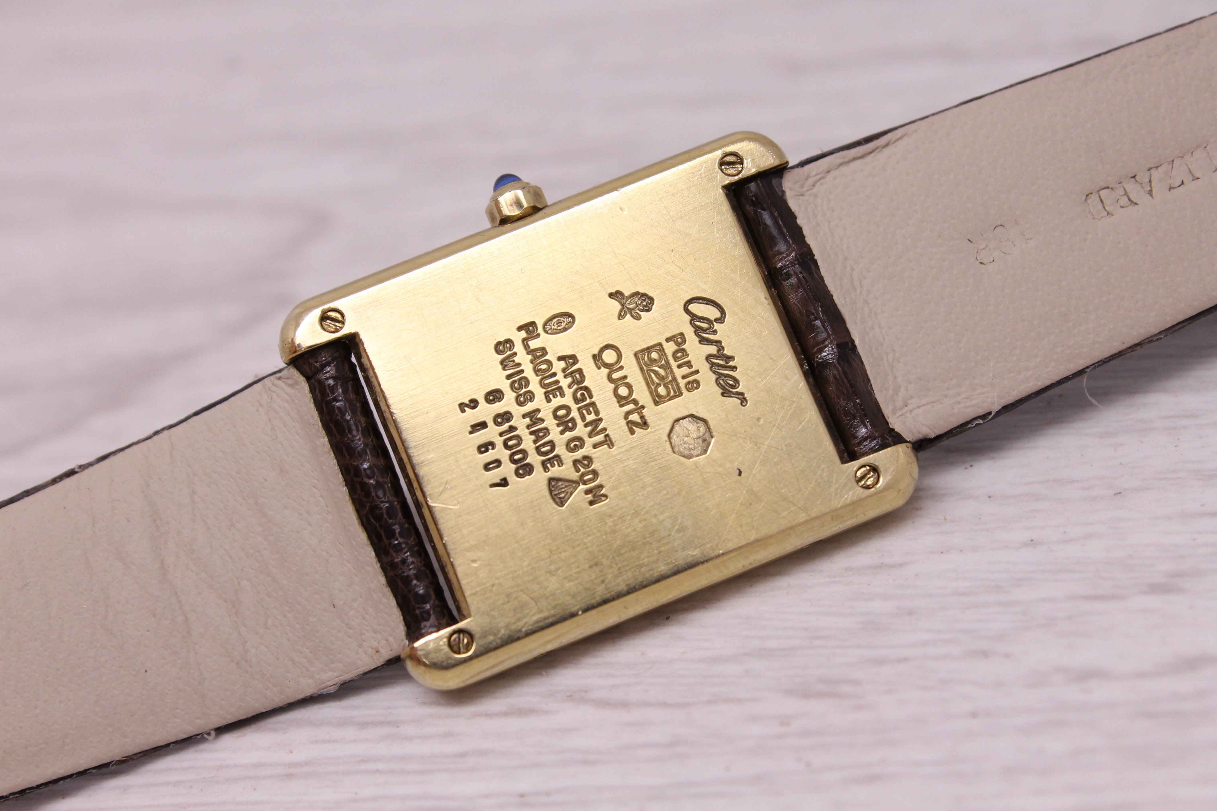 Vintage Must de Cartier Tank 23.5mm Gold Plated 925 Paris Quartz Wrist Watch
