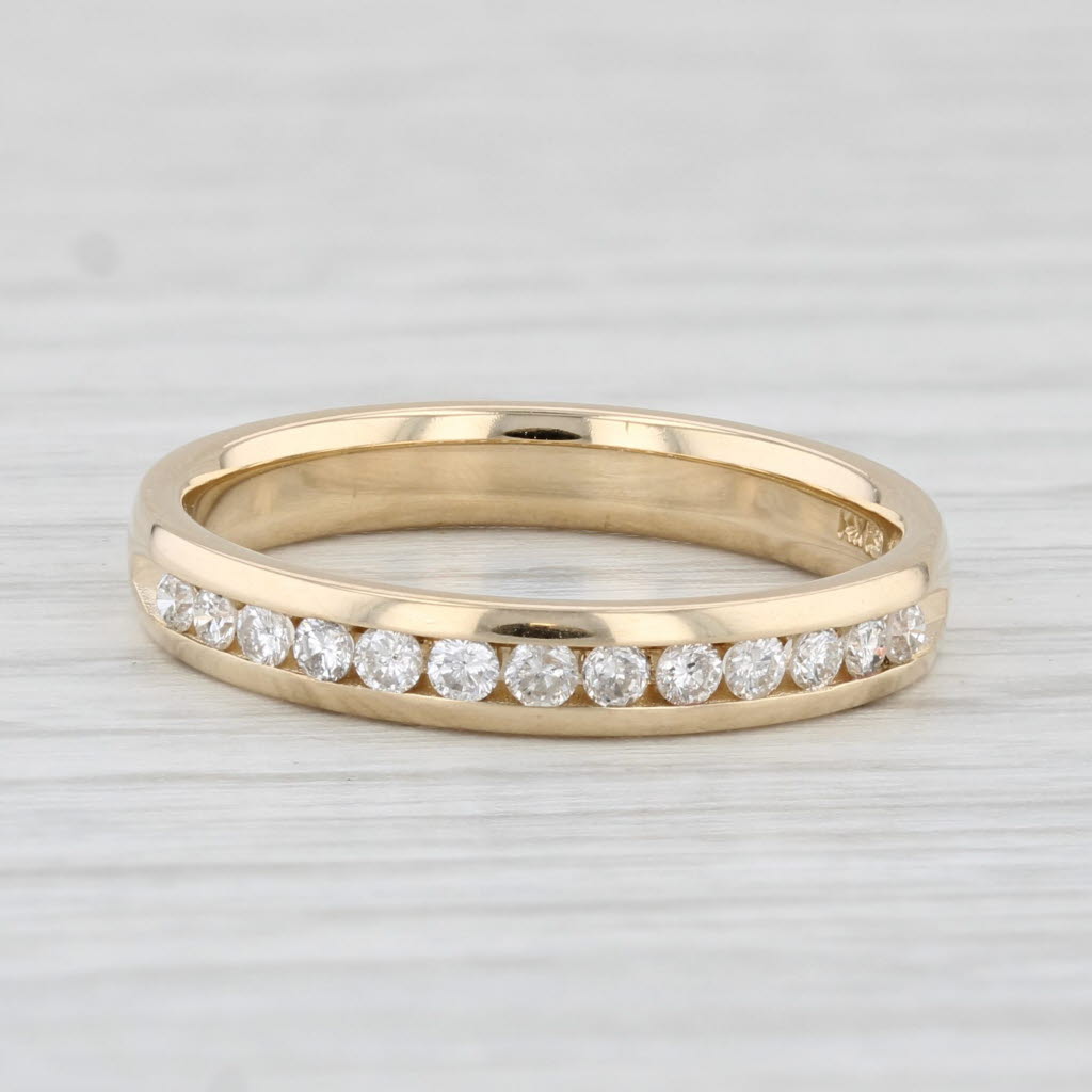 Light Gray 0.24ctw Diamond Wedding Band 14k Yellow Gold Size 7 Stackable Ring