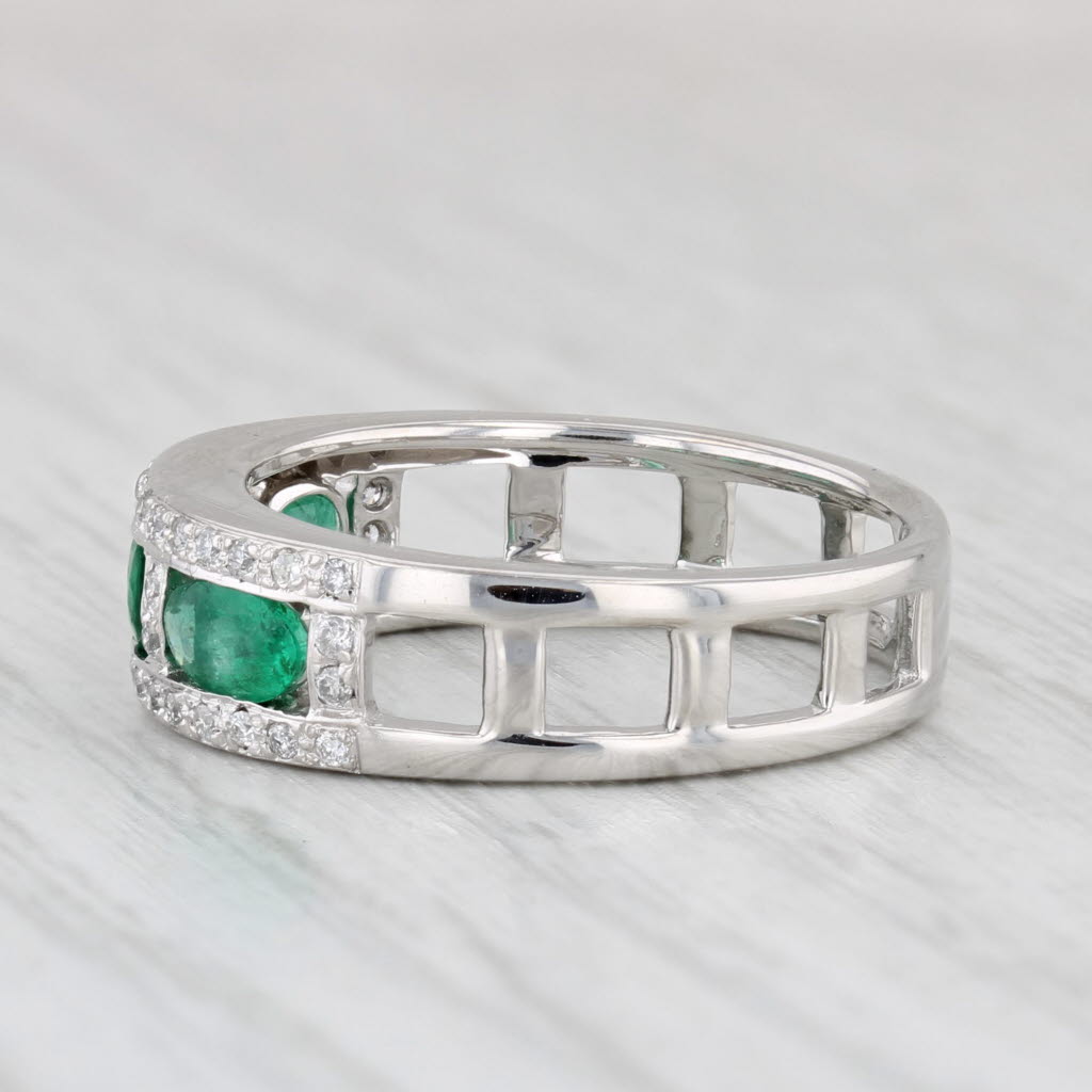 Light Gray 0.85ctw Emerald Diamond Ring 14k White Gold Size 6 Stackable Wedding Band