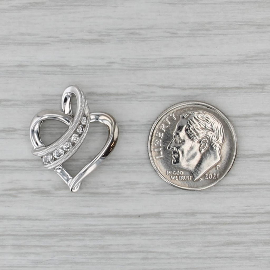 0.16ctw Stylized Diamond Open Heart Pendant 14k White Gold