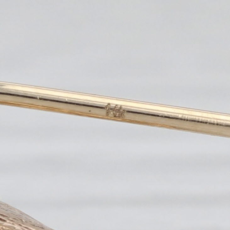 Vintage Owl Stickpin 14k Yellow Gold Emerald Eyes Pin