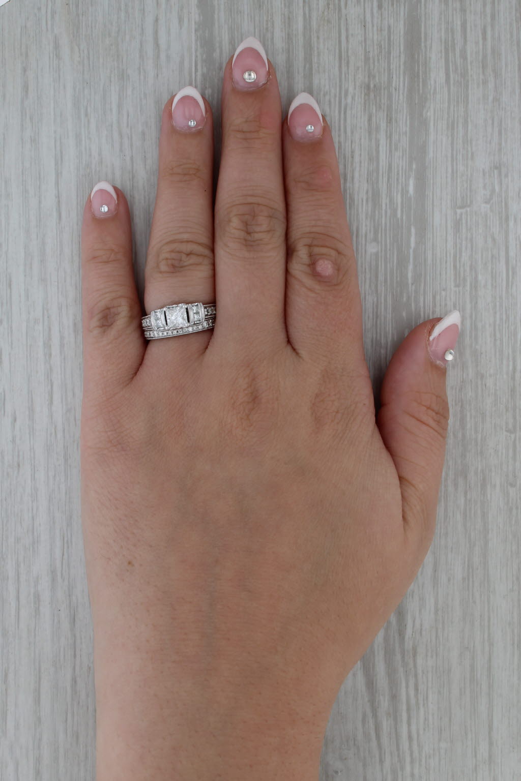 Neil Lane 1.55ctw Diamond Engagement Ring Wedding Band Bridal Set 14k White Gold