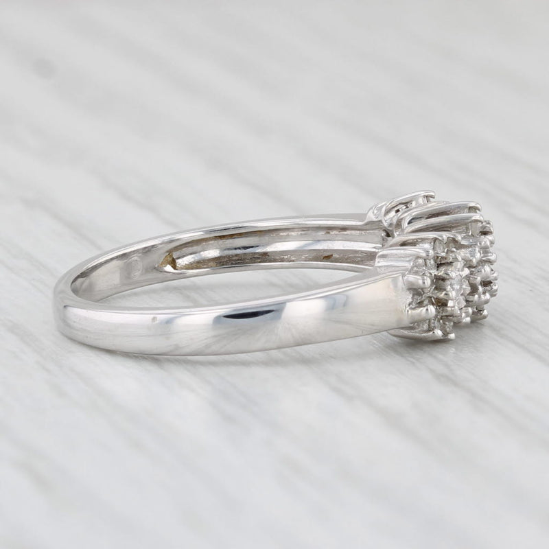 Light Gray 0.10ctw Diamond Flower Cluster Ring 10k White Gold Size 7