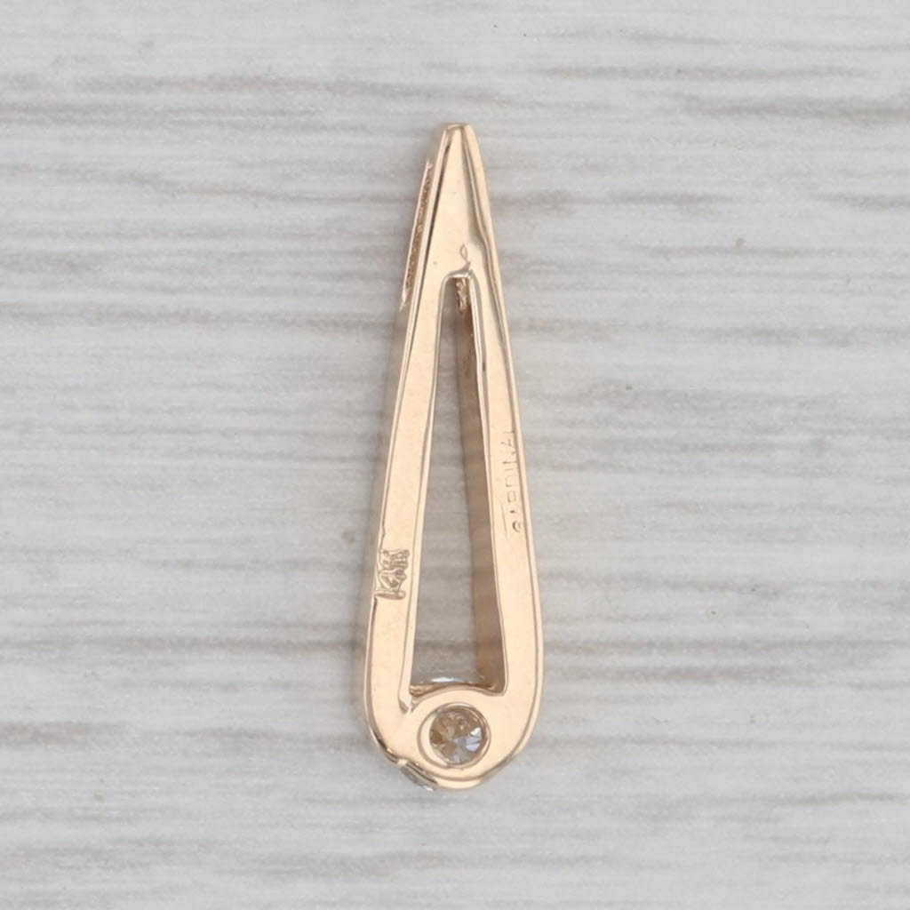 Gray 0.12ct Diamond Teardrop Solitaire Pendant 14k Yellow Gold