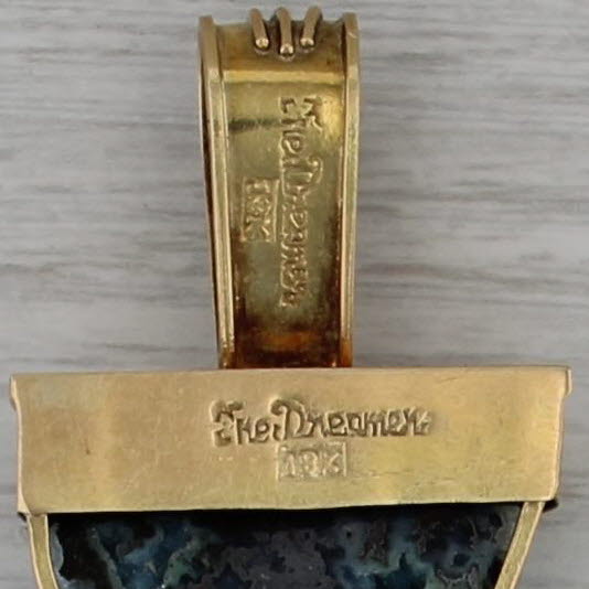 Margaret Thurman The Dreamer Blue Druzy Quartz Tourmaline Pendant 18k Gold