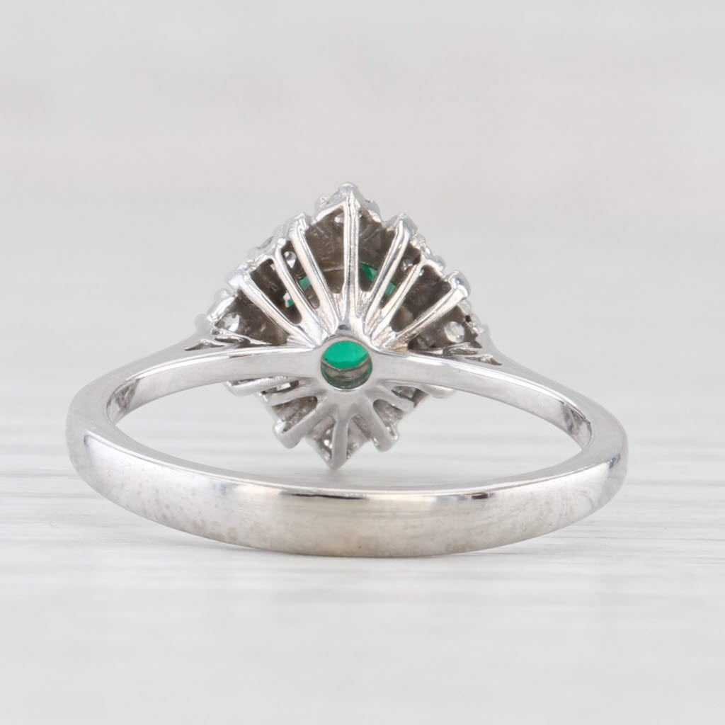 Light Gray 0.40ctw Emerald Diamond Halo Ring 18k White Gold Size 6.5
