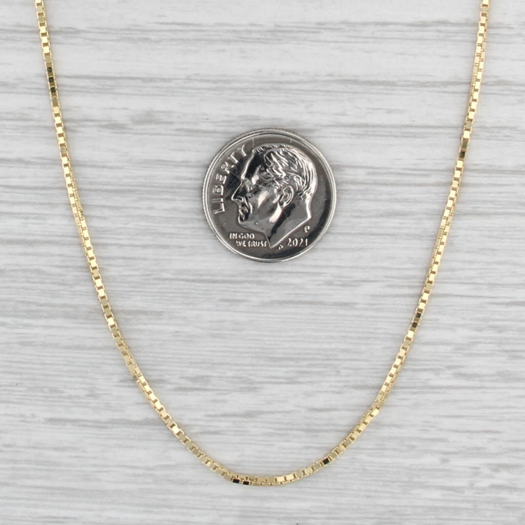 New Box Chain 14k Yellow Gold 16" 1.1mm Lobster Clasp