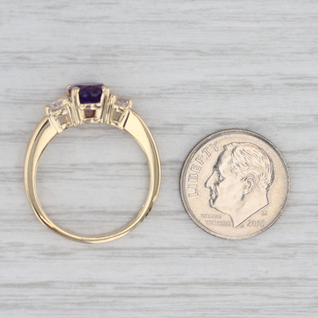 Light Gray 1.46ctw Amethyst Cubic Zirconia Ring 14k Yellow Gold Size 8