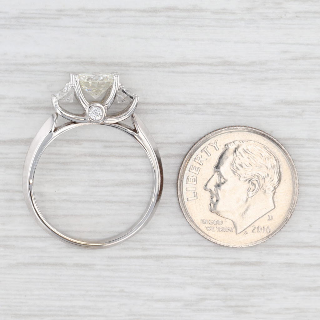 Light Gray 1.38ctw Round Diamond 3-Stone Engagement Ring 18k White Gold Size 7