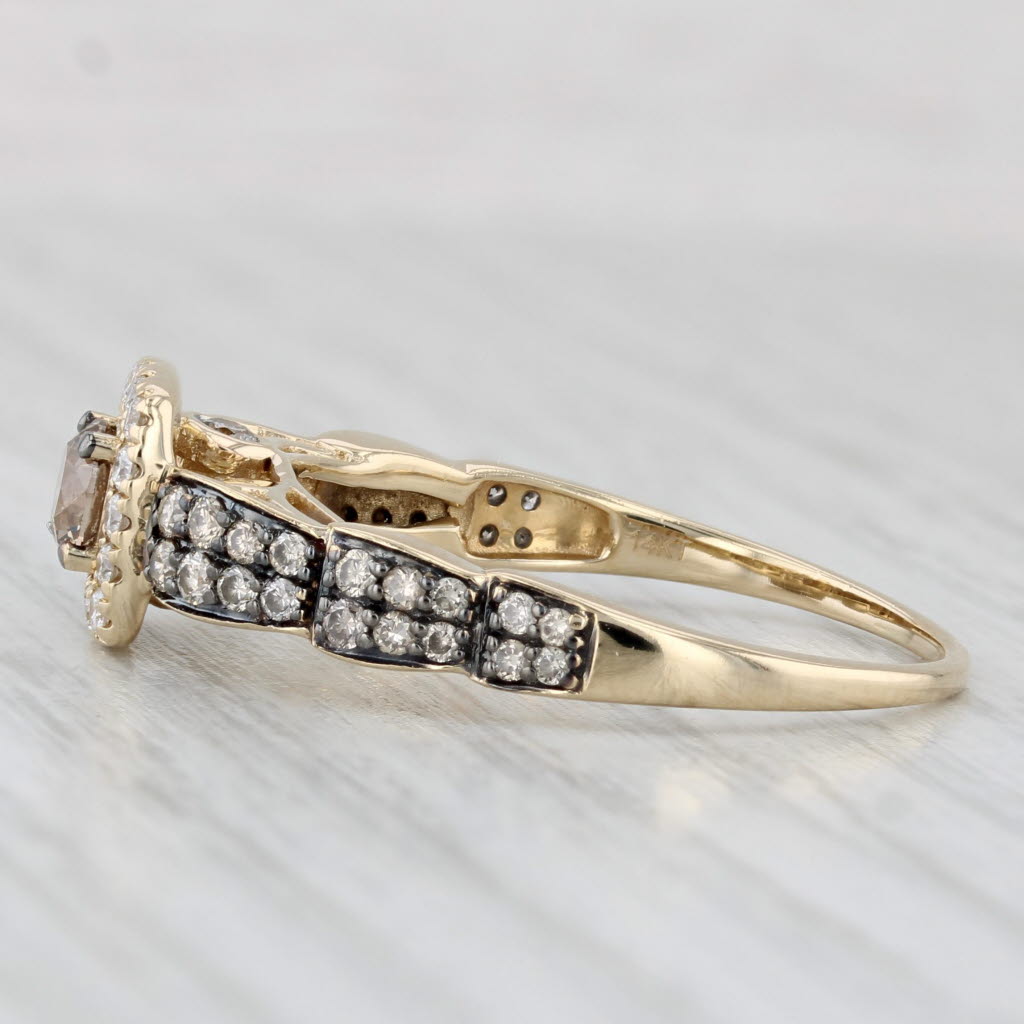 Light Gray Le Vian 0.84ctw White Champagne Diamond Halo Engagement Ring 14k Gold Size 10.75
