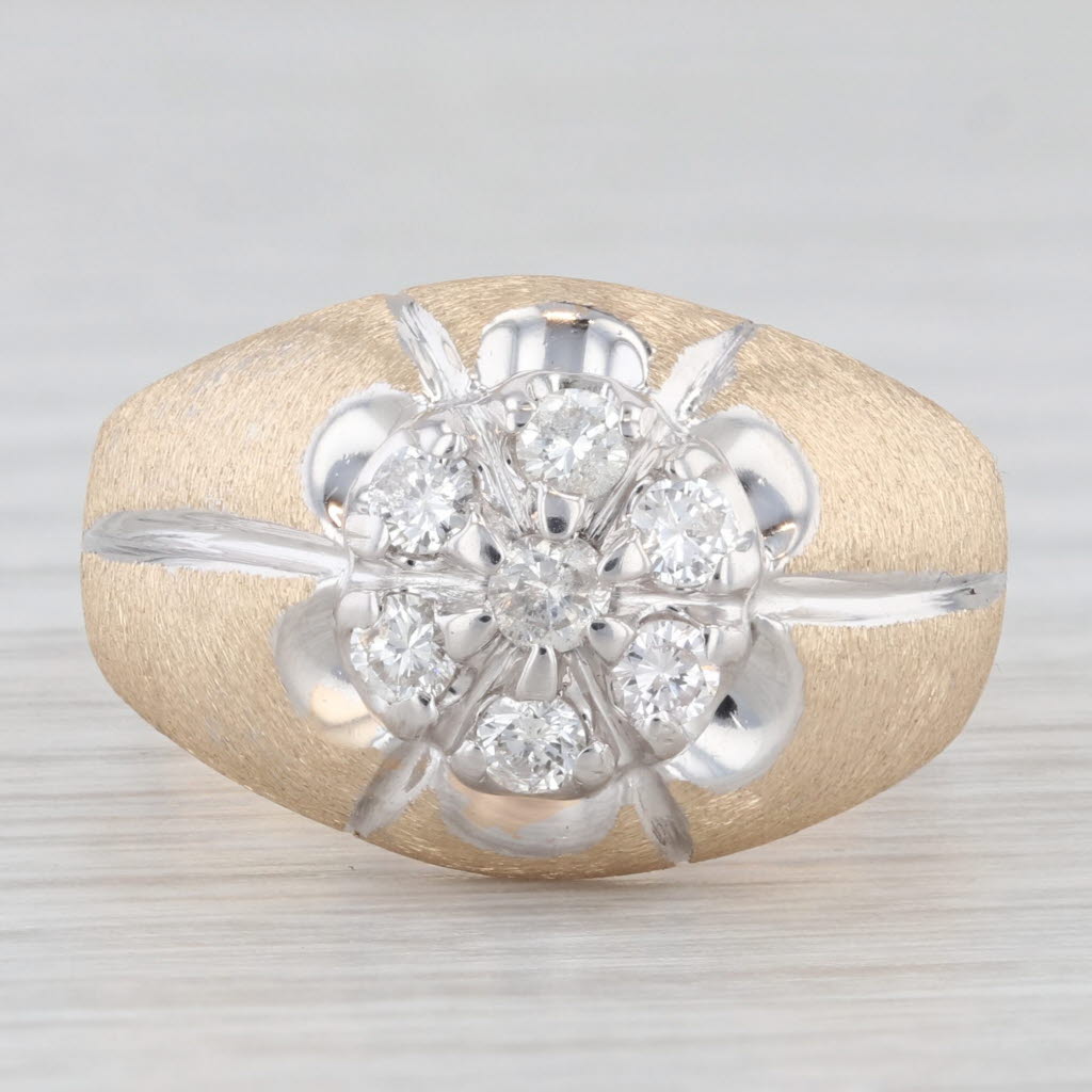Light Gray Belcher Set Vintage 0.49ctw Diamond Ring 14k Yellow White Gold Size 9.25